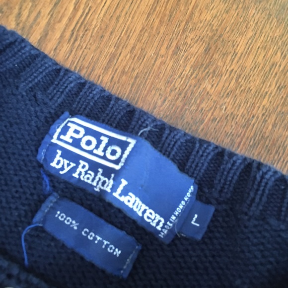 Bold/rich/navy, elbow sleeve patches,gold “POLO PRL” ensignia/left breast front. - Picture 5 of 6